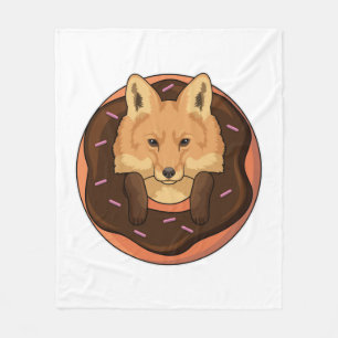 Fox with Doughnut Fleece Blanket