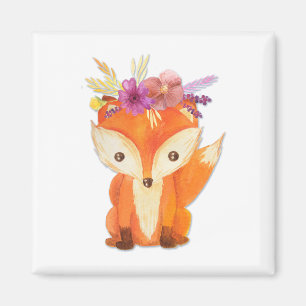 Fox with Flower Crown Magnet