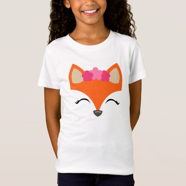 Fox with Flower Crown tee for kids (Front)