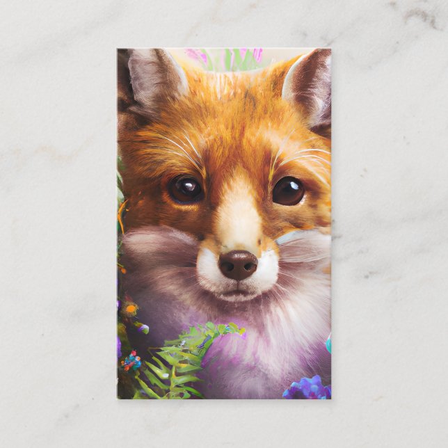 Fox with Flowers Business Card (Front)