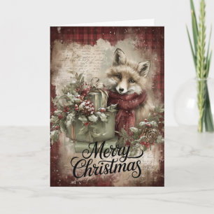  Fox with Gifts & Rustic Holiday Card