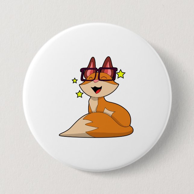 Fox with Glasses 7.5 Cm Round Badge (Front)