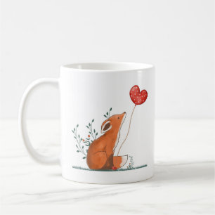 Fox with Heart Balloon - Whimsical Mug Design
