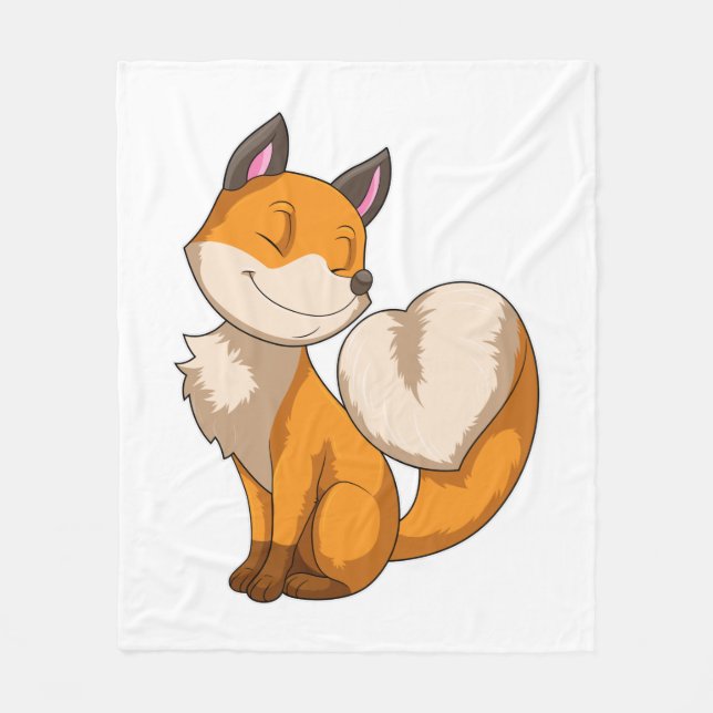 Fox with Heart Fleece Blanket (Front)