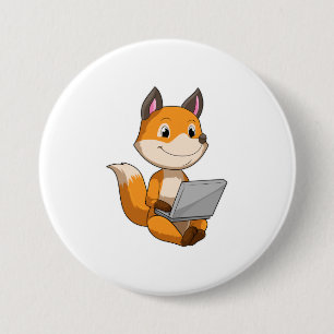 Fox with Laptop 7.5 Cm Round Badge