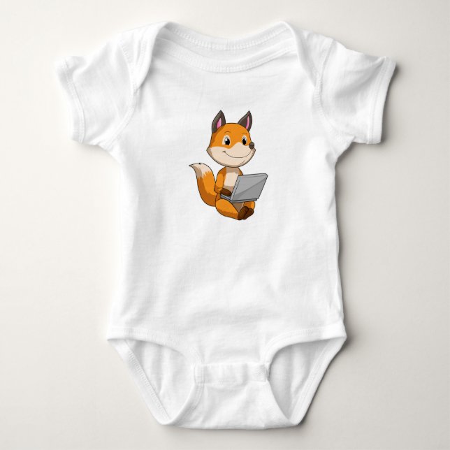 Fox with Laptop Baby Bodysuit (Front)