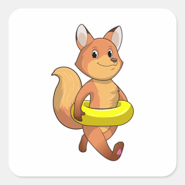 Fox with Lifebuoy Square Sticker (Front)