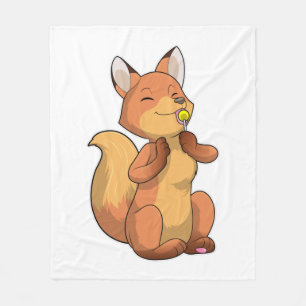 Fox with Lollipop Fleece Blanket
