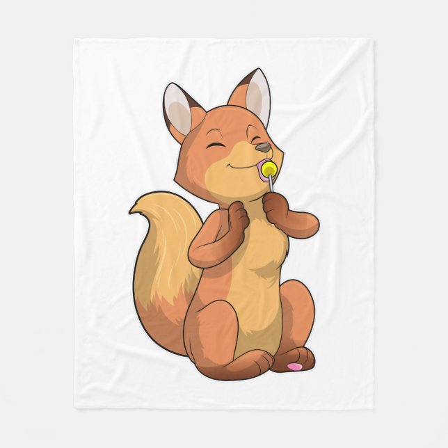 Fox with Lollipop Fleece Blanket (Front)