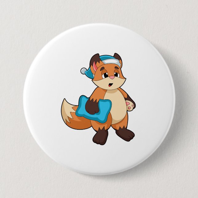Fox with Nightcap 7.5 Cm Round Badge (Front)