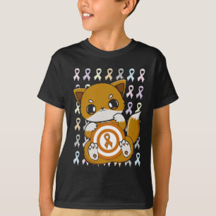 Fox With Orange Ribbon For Leukaemia Awareness T-Shirt