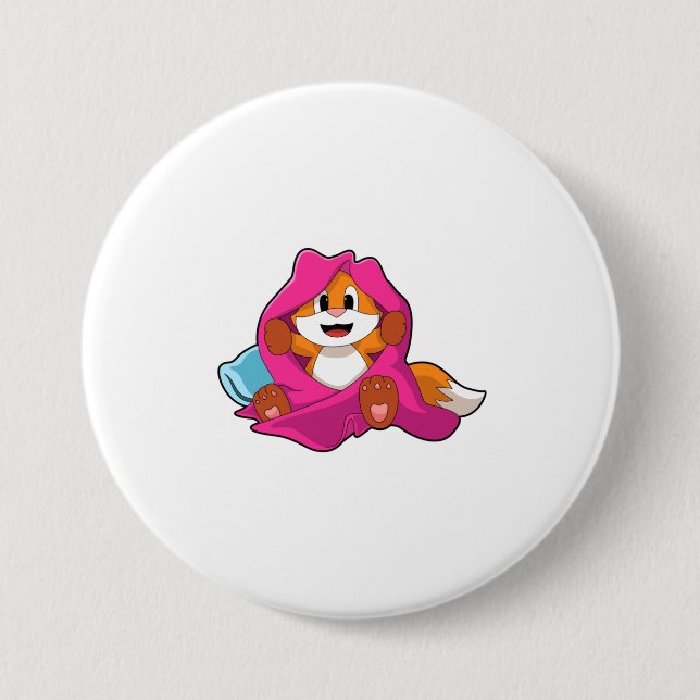 Fox with Pillow and Blanket 7.5 Cm Round Badge (Front)