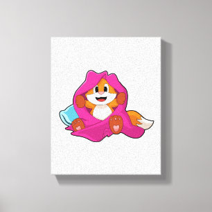 Fox with Pillow and Blanket Canvas Print