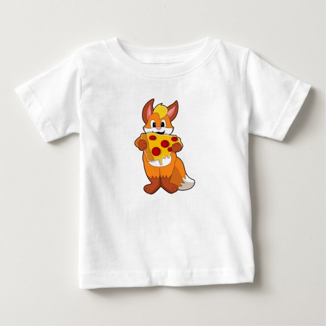 Fox with Pizza Baby T-Shirt (Front)
