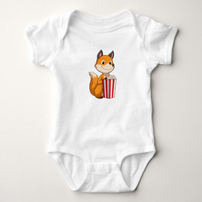 Fox with Popcorn Baby Bodysuit (Front)