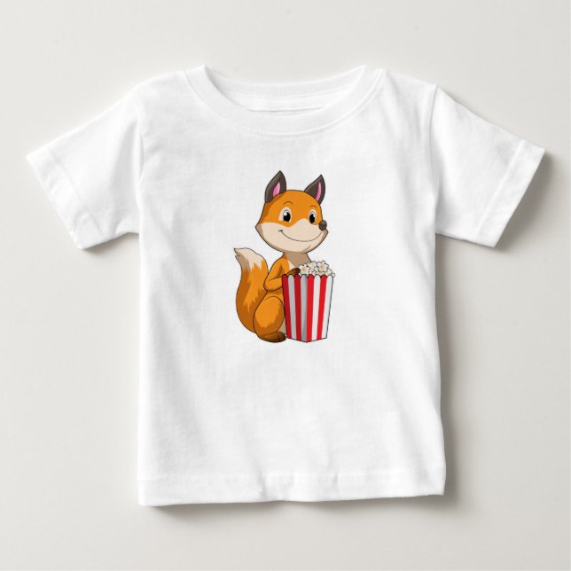 Fox with Popcorn Baby T-Shirt (Front)