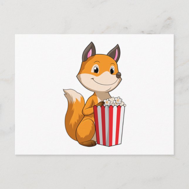 Fox with Popcorn Postcard (Front)