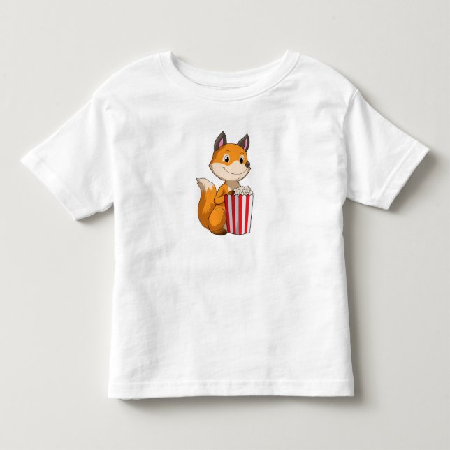 Fox with Popcorn Toddler T-Shirt (Front)