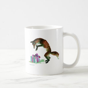 fox with present coffee mug