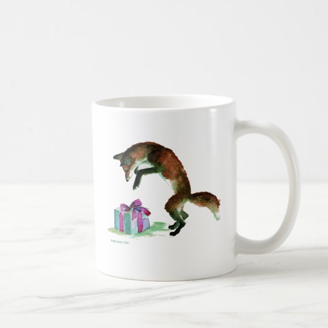 fox with present coffee mug (Right)