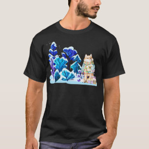 Fox with presents in snowy forest merry christmas T-Shirt