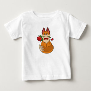 Fox with Rose Flower Baby T-Shirt