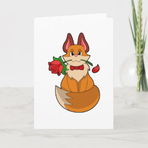 Fox with Rose Flower Card