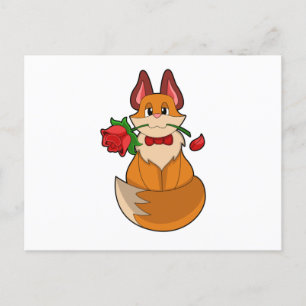 Fox with Rose Flower Postcard