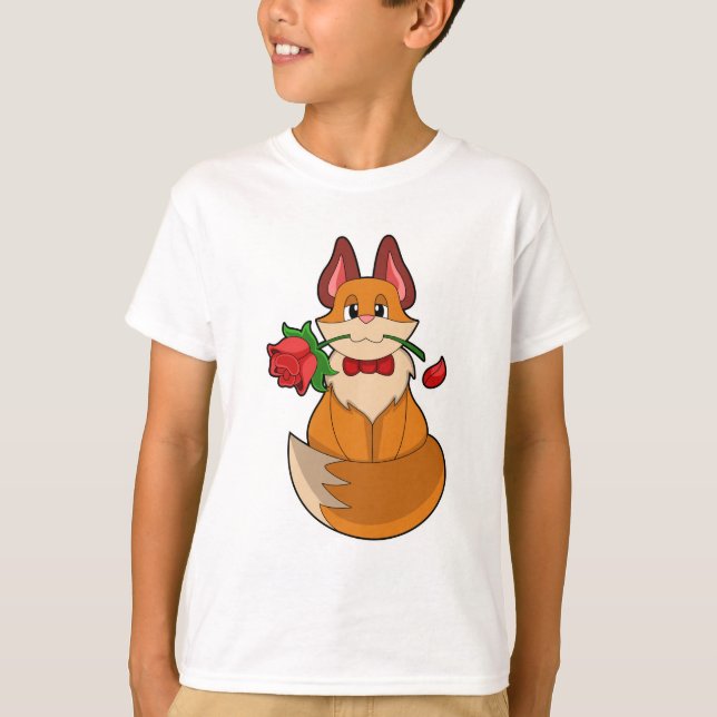 Fox with Rose Flower T-Shirt (Front)