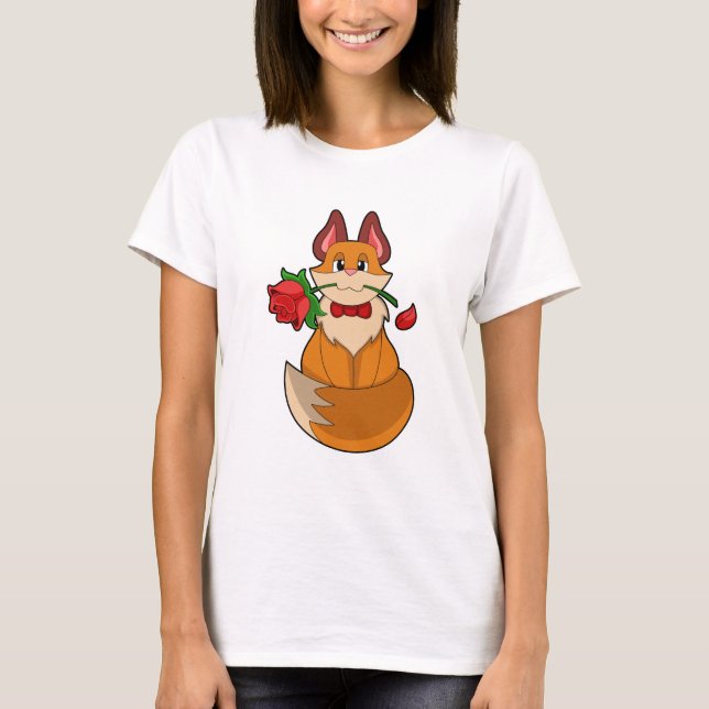 Fox with Rose Flower T-Shirt (Front)