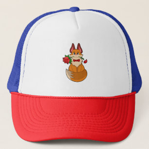 Fox with Rose Flower Trucker Hat