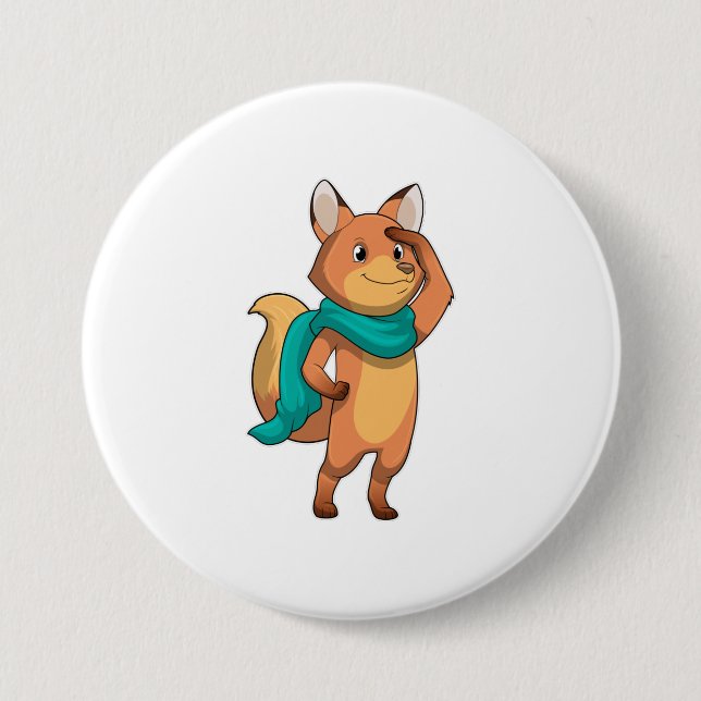 Fox with Scarf 7.5 Cm Round Badge (Front)