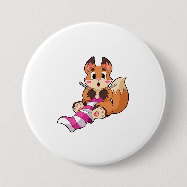 Fox with Scarf 7.5 Cm Round Badge (Front)