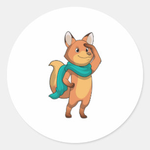 Fox with Scarf Classic Round Sticker