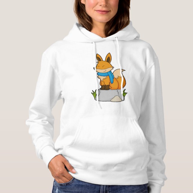 Fox with Scarf on Rock Hoodie (Front)