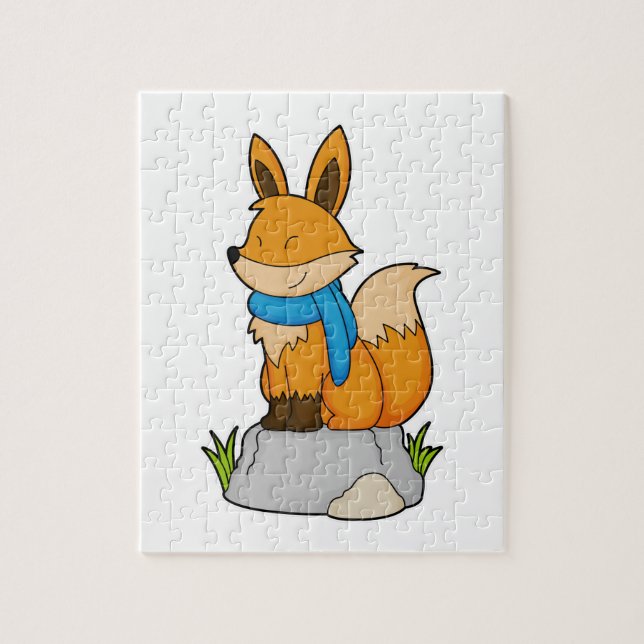 Fox with Scarf on Rock Jigsaw Puzzle (Vertical)