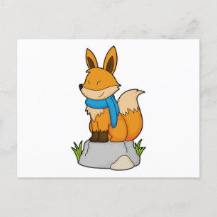 Fox with Scarf on Rock Postcard