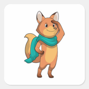 Fox with Scarf Square Sticker