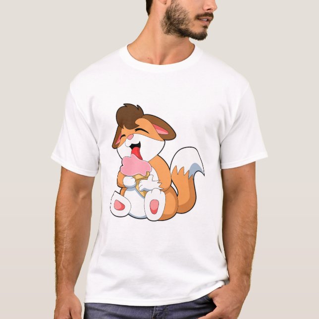 Fox with Strawberry Ice cream T-Shirt (Front)