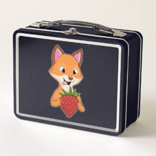 Fox with Strawberry Metal Lunch Box