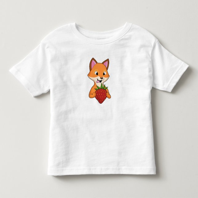 Fox with Strawberry Toddler T-Shirt (Front)