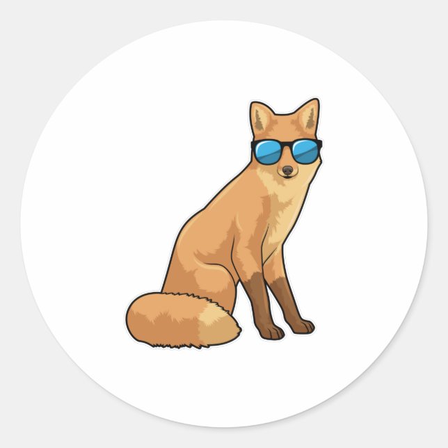 Fox with Sunglasses Classic Round Sticker (Front)