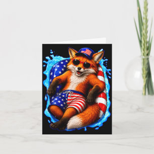 Fox with sunglasses patriotic animal summer pool card