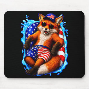 Fox with sunglasses patriotic animal summer pool mouse mat