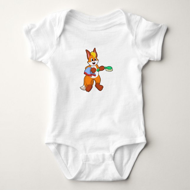 Fox with Towel & Brush Baby Bodysuit (Front)