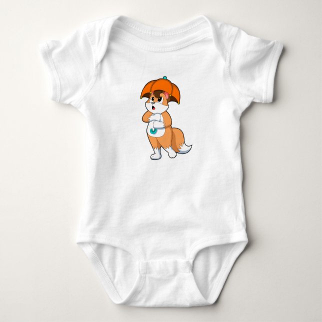 Fox with Umbrella Baby Bodysuit (Front)