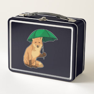 Fox with Umbrella Metal Lunch Box