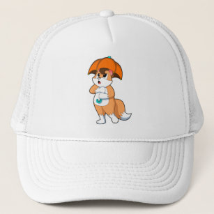 Fox with Umbrella Trucker Hat