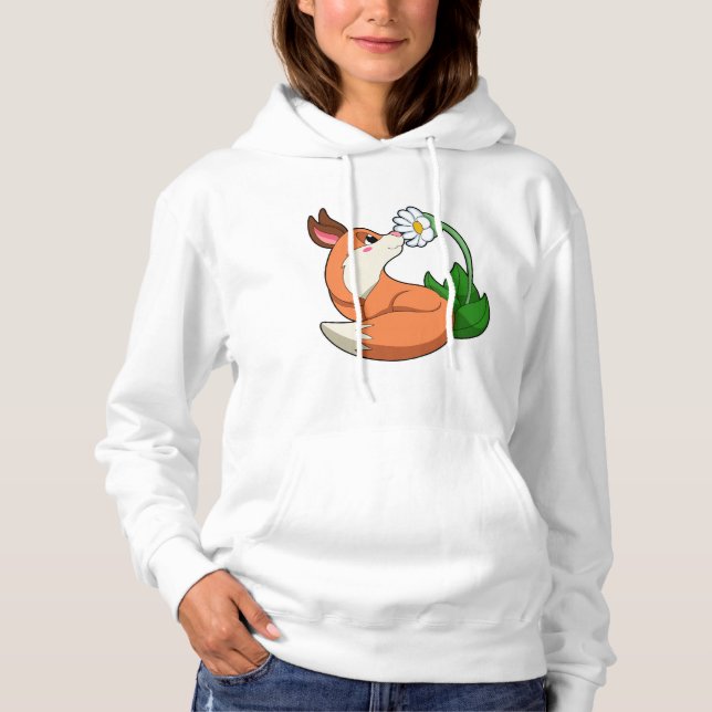 Fox with white Flower Hoodie (Front)