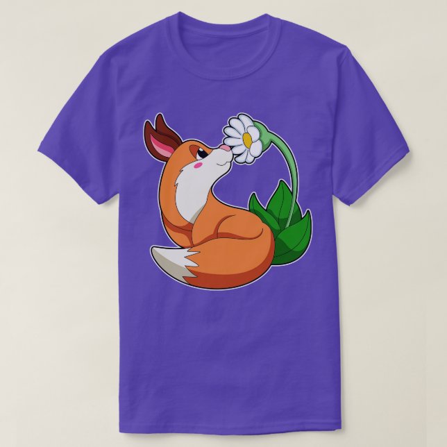 Fox with white Flower T-Shirt (Design Front)